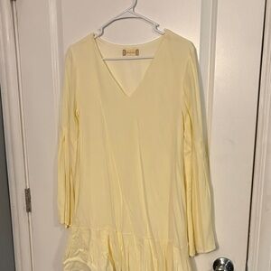 Yellow Long Sleeve Bell Sleeve Dress
